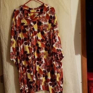 Big man hibiscus  print short sleeved shirt